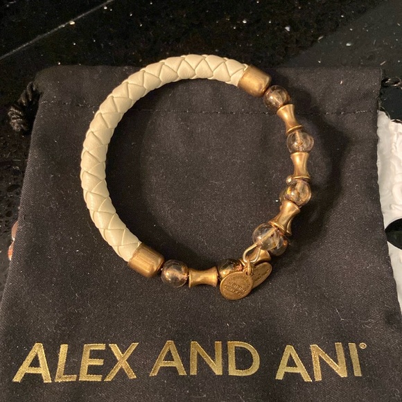 Alex and Ani Jewelry - Alex and Ani Vintage Sixty Six Leather, Beads & Rafaelian Gold Wrap Bracelet